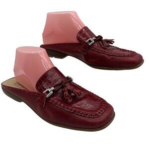 Brighton 9 Red Croc Leather Tassel Slip On Loafers Comfort Office Made In Italy